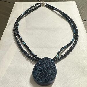 Elegant Blue Beaded Choker Necklace